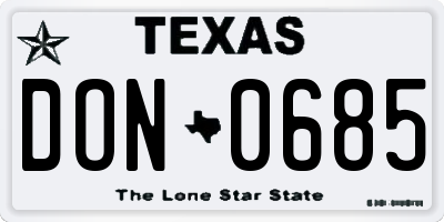 TX license plate DON0685