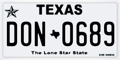 TX license plate DON0689