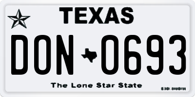 TX license plate DON0693