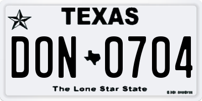 TX license plate DON0704