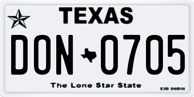 TX license plate DON0705
