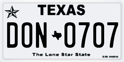 TX license plate DON0707