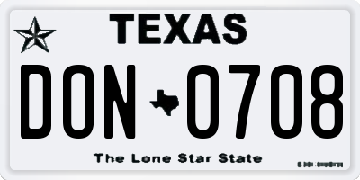 TX license plate DON0708