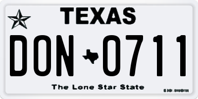 TX license plate DON0711