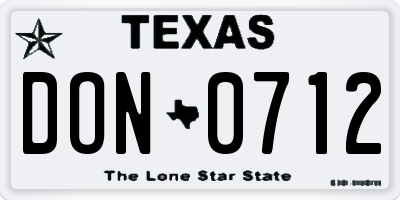 TX license plate DON0712