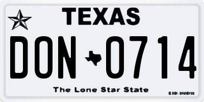 TX license plate DON0714