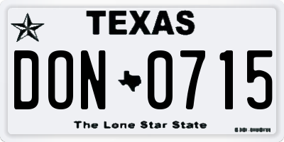 TX license plate DON0715