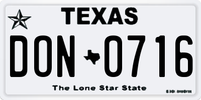 TX license plate DON0716