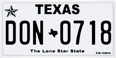 TX license plate DON0718