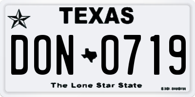 TX license plate DON0719