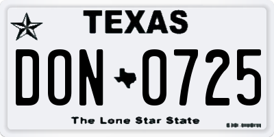 TX license plate DON0725