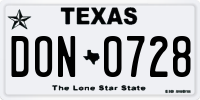 TX license plate DON0728