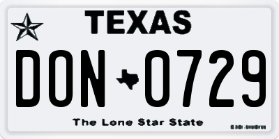 TX license plate DON0729