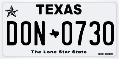 TX license plate DON0730
