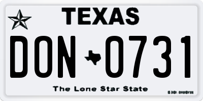 TX license plate DON0731