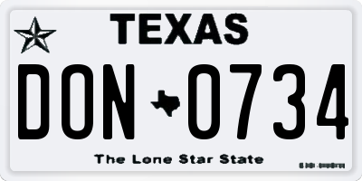 TX license plate DON0734