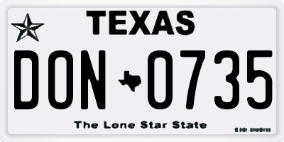 TX license plate DON0735