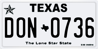 TX license plate DON0736
