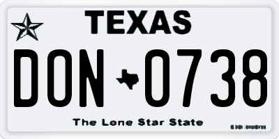 TX license plate DON0738