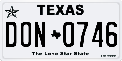 TX license plate DON0746