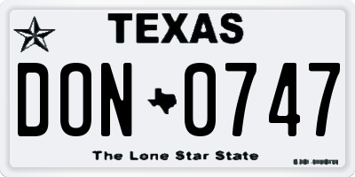 TX license plate DON0747