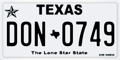 TX license plate DON0749