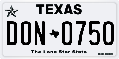 TX license plate DON0750