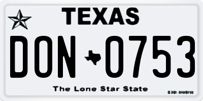 TX license plate DON0753