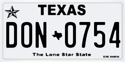 TX license plate DON0754
