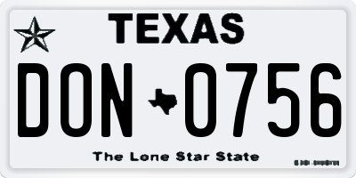 TX license plate DON0756