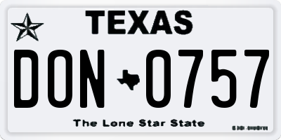 TX license plate DON0757