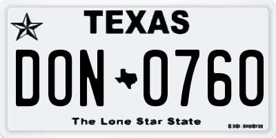 TX license plate DON0760