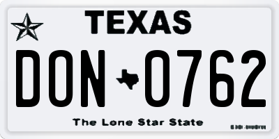 TX license plate DON0762