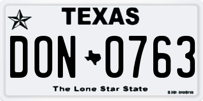TX license plate DON0763