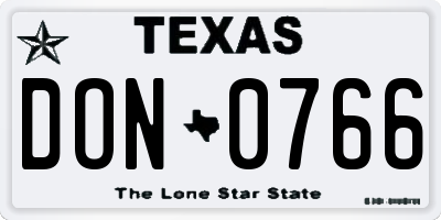 TX license plate DON0766