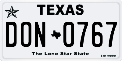 TX license plate DON0767