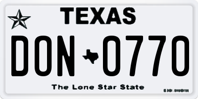 TX license plate DON0770