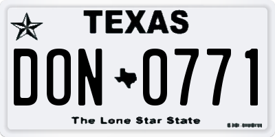 TX license plate DON0771