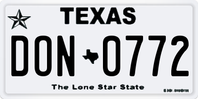 TX license plate DON0772