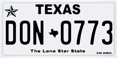 TX license plate DON0773