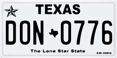 TX license plate DON0776