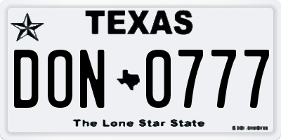 TX license plate DON0777