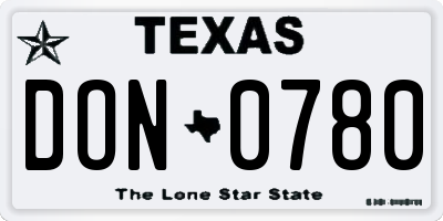TX license plate DON0780