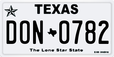 TX license plate DON0782