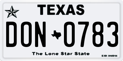 TX license plate DON0783