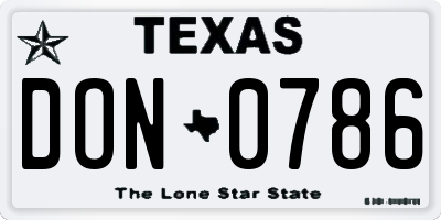 TX license plate DON0786