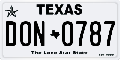 TX license plate DON0787