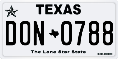 TX license plate DON0788