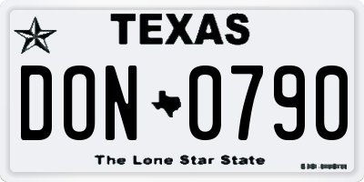 TX license plate DON0790
