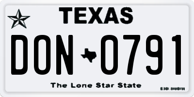 TX license plate DON0791